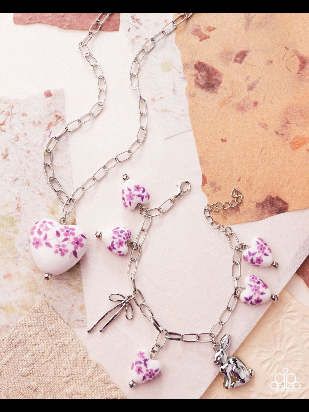 paparazzi Purple Floral Heart Charm Earrings